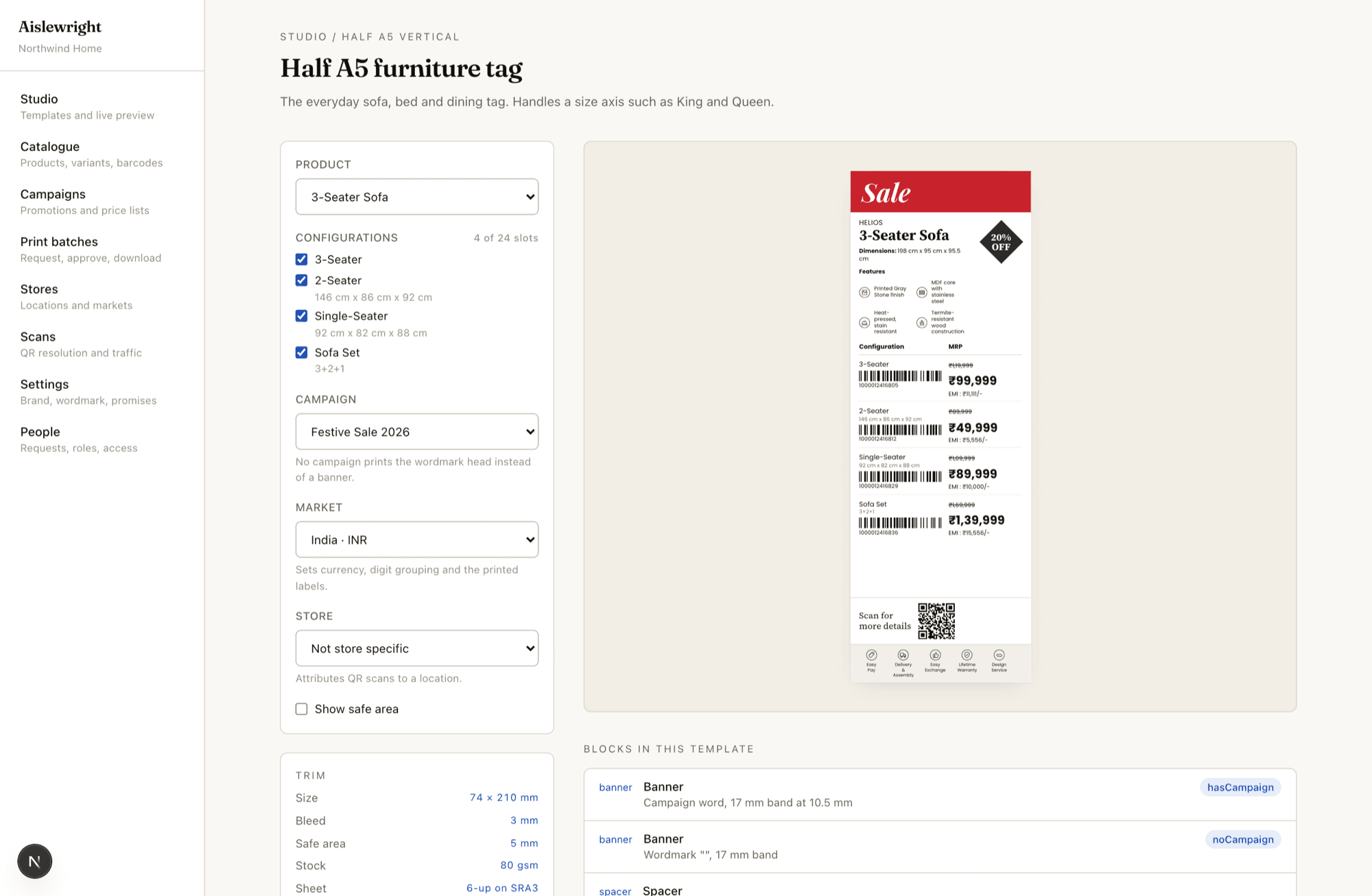 Studio — Half A5 furniture tag